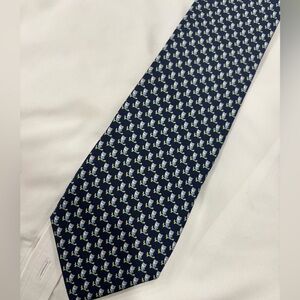 Salvatore Ferragamo Navy Blue Tie with Owl Design